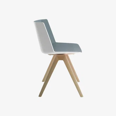 Made in Design Aïku Chair - Solid oak legs by MDF Italia White/Blue/Natural wood