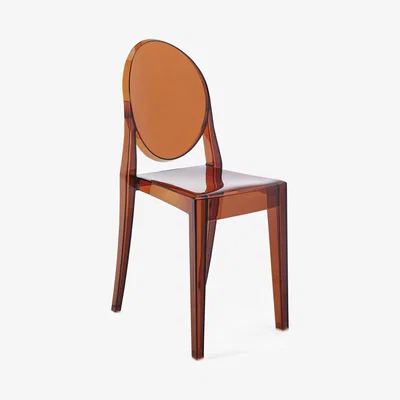 Made in Design Victoria Ghost Stacking chair - / Polycarbonate 2.0 by Kartell Orange/Brown