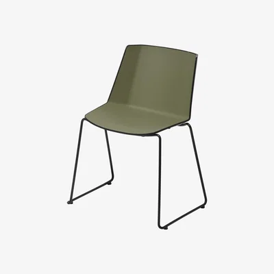 Made in Design Aiku Stacking chair - / Sled base by MDF Italia Green/Black