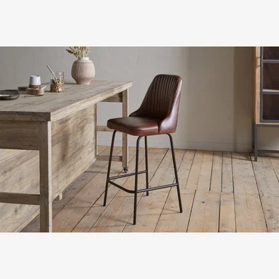 Nkuku nkuku Harsha Leather Counter Dining Chair | Seating | Chocolate Brown