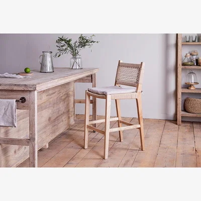 Nkuku nkuku Aamani Mango Wood & Cord Counter Dining Chair | Seating | Natural