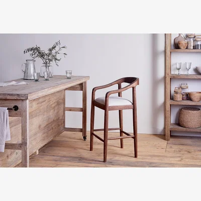 Nkuku nkuku Anbu Acacia Upholstered Counter Dining Chair | Seating | Washed Walnut