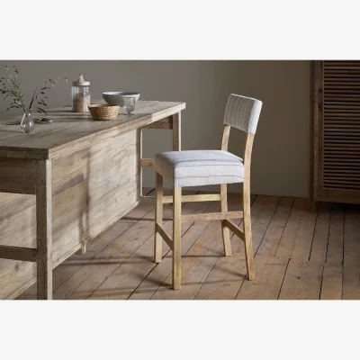 Nkuku nkuku Nidhi Linen Upholstered Counter Dining Chair | Seating | Natural