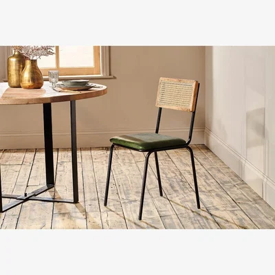 Nkuku Nkuku Iswa Leather & Cane Dining Chair | Chairs Stools & Benches | Green