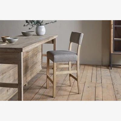 Nkuku nkuku Nadeeka Linen Upholstered Counter Dining Chair | Seating | Soft Grey