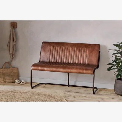 Nkuku Nkuku Nuveena Ribbed Leather Bench | Chairs Stools & Benches | Chocolate Brown