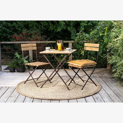 Nkuku Nkuku Rishikesh Reclaimed Wood & Iron Folding Dining Chairs Set Of 2 | Outdoor Living | Distressed Brown