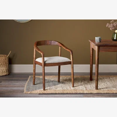 Nkuku Nkuku Anbu Acacia Upholstered Dining Chair | Chairs Stools & Benches | Washed Walnut
