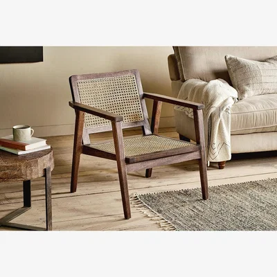 Nkuku Nkuku Atri Mango Wood & Cane Occasional Dining Chair | Dining Chairs Stools & Benches | Dark Brown
