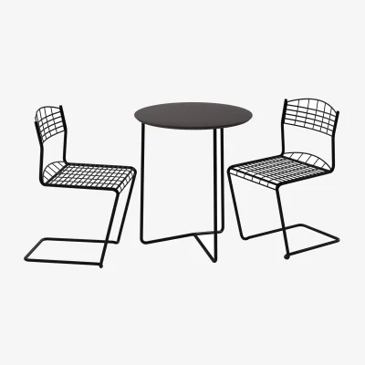 Nordic Nest Grythyttan Stålmöbler High tech table Ø60 cm + 2 High tech chairs black