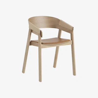 Nordic Nest Muuto Cover chair upholstered seat Refine leather cognac-Oak