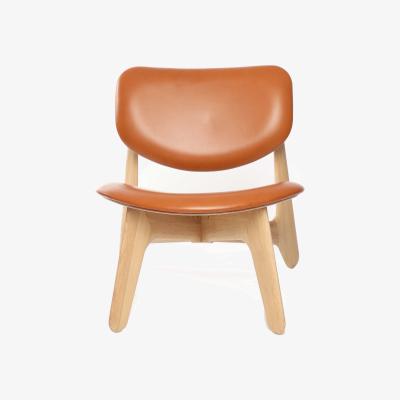Nordic Nest Tom Dixon Slab lounge chair upholstered seat Natural oak-cognac leather