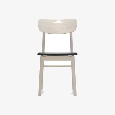 Nordic Nest Stolab Prima Vista chair white-oiled birch Leather elmotique 99001 black