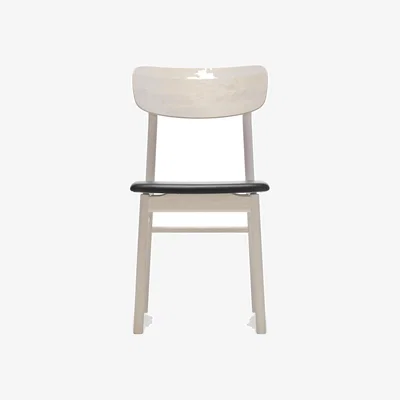 Nordic Nest Stolab Prima Vista chair white-oiled birch Leather elmotique 99001 black