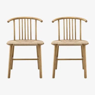 Nordic Nest NJRD VIOR dining chair with woven seat Lacquered oak-natural 2-pack