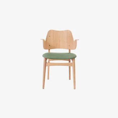 Nordic Nest Warm Nordic Gesture chair upholstered seat Fabric canvas 926 sage green white oiled oak legs upholstered seat