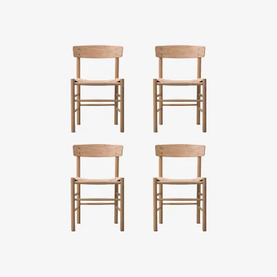 Nordic Nest Fredericia Furniture J39 chair Light oiled oak-woven natural 4-pack