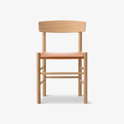 Nordic Nest Fredericia Furniture J39 chair Light oiled oak-leather Omni 307 Cognac