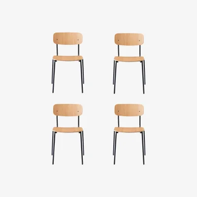 Nordic Nest FDB Møbler J182 Holmen chair  4-pack Oak veneer-black legs