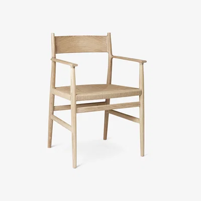 Nordic Nest Brdr. Krüger Arv arm chair woven seat White oiled oak-paper ribbon