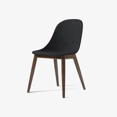Nordic Nest Audo Copenhagen Harbour side dining chair upholstered seat Fabric remix 173 dark grey legs in dark stained oak