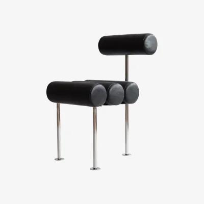 Nordic Nest 101 Copenhagen Hiro dining chair Stainless steel-aniline leather black