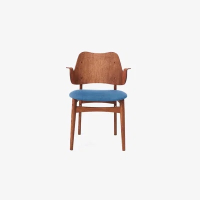 Nordic Nest Warm Nordic Gesture chair upholstered seat Sea blue-oiled teak oak legs