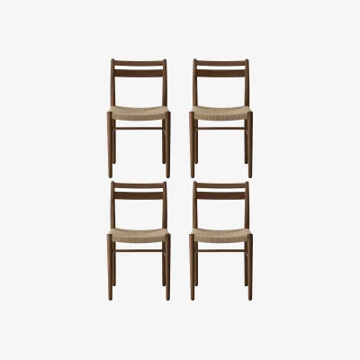 Nordic Nest 1898 Smoked lacquered oak-natural woven 4-pack