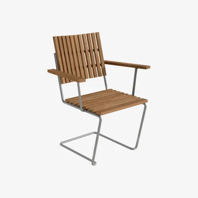 Nordic Nest Grythyttan Stålmöbler Bovik armchair Teak-warm galvanized frame
