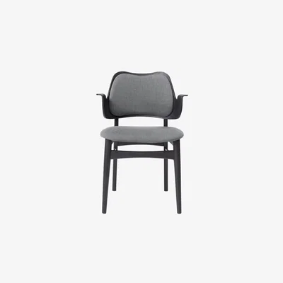 Nordic Nest Warm Nordic Gesture chair upholstered seat and back Fabric canvas 134 grey melange black lacquered beech legs upholstered seat upholstered back