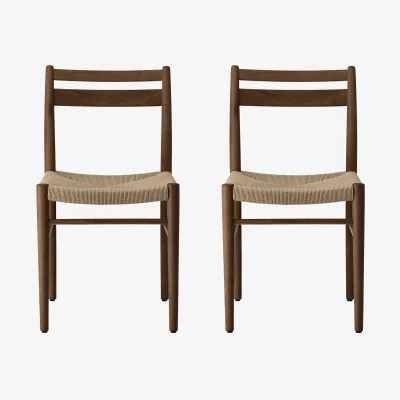 Nordic Nest 1898 Smoked lacquered oak-natural woven 2-pack