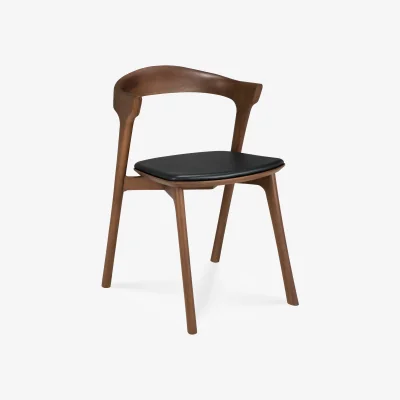 Nordic Nest Ethnicraft Beech dining chair Brown teak-black leather