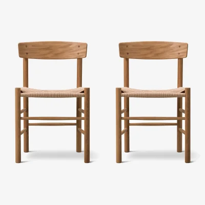 Nordic Nest Fredericia Furniture J39 chair Oiled oak–woven natural 2-pack