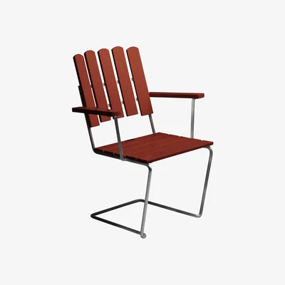 Nordic Nest Grythyttan Stålmöbler A2 armchair Dark red lacquered oak-galvanized base