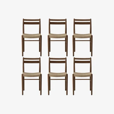 Nordic Nest 1898 Smoked lacquered oak-natural woven 6-pack