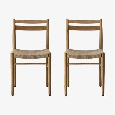 Nordic Nest 1898 Fridhem dining chair Lacquered oak-natural weave 2-pack