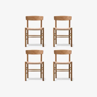 Nordic Nest Fredericia Furniture J39 chair Oiled oak–woven natural 4-pack