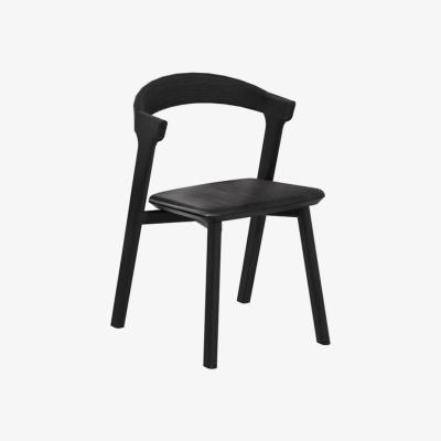 Nordic Nest Ethnicraft Bok chair with leather seat Black stained oak-black leather