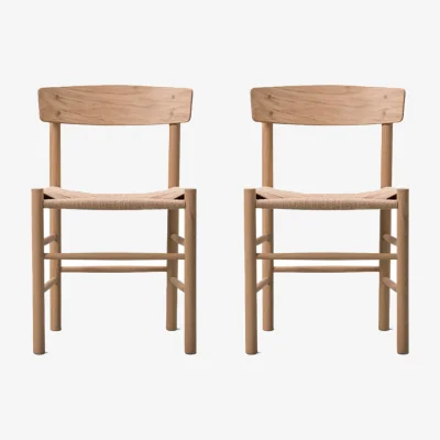 Nordic Nest Fredericia Furniture J39 chair Light oiled oak-woven natural 2-pack