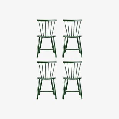 Nordic Nest FDB Møbler J46 chair Beech bottle green painted 4-pack