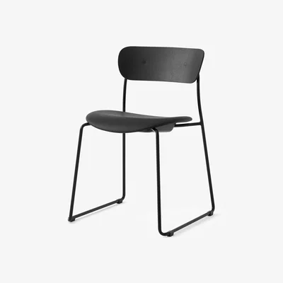 Nordic Nest &Tradition Pavilion AV52 chair upholstered seat Black-Noble leather Black