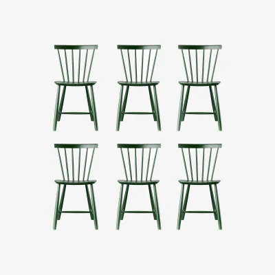 Nordic Nest FDB Møbler J46 chair Beech bottle green painted 6-pack