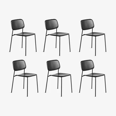 Nordic Nest HAY Soft Edge 40 chair Black oak-black steel frame 6-pack