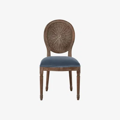 OKA OKA, Washakie Velvet Dining Chair - Air Force Blue, Dining Chairs, Velvet, Plain