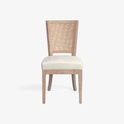 OKA OKA, Ormoy Armless Dining Chair - Natural, Dining Chairs, Linen/Rattan