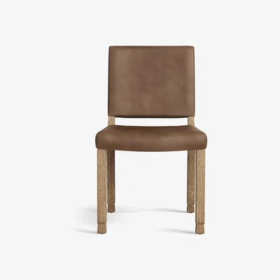 OKA Abbey Leather Dining Chair - Dark Vellum