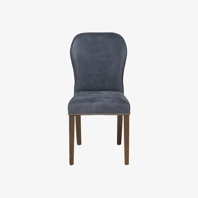 OKA OKA, Stafford Leather Dining Chair - Smoke Blue, Dining Chairs, Leather, Plain