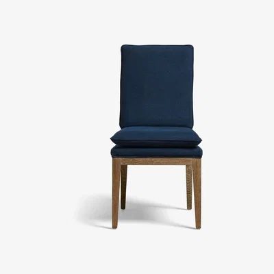 OKA Vasa Linen Dining Chair - Pure Navy