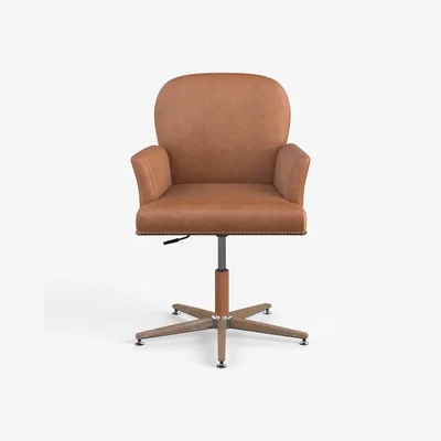 OKA OKA, Stafford Swivel Chair - Hazelnut Brown, Dining Chairs, Ash Wood/Leather