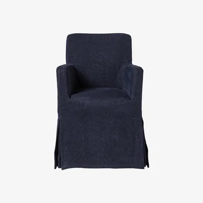 OKA OKA, Atherton Dining Chair - Pure Navy, Dining Chairs, Linen, Plain